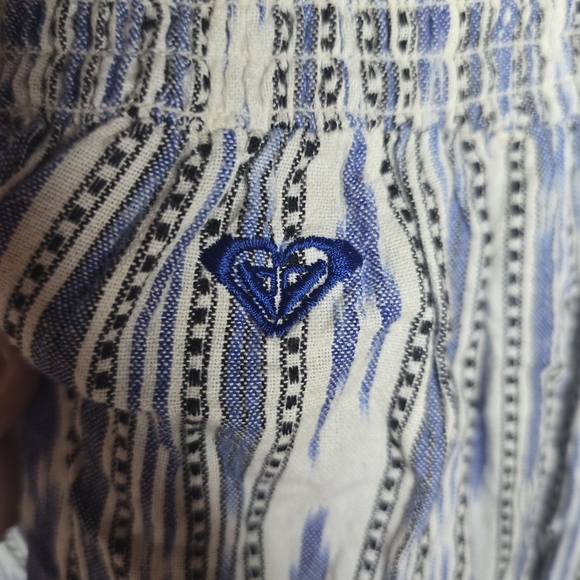 Roxy Blue and White Textured Striped Strapless Dress, Size Large, Y2K - Picture 5 of 7